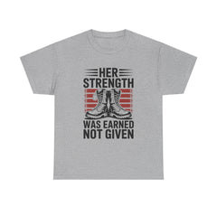 Her Strength Was Earned Not Given T-Shirt — Military Boots Patriotic Women’s Tee