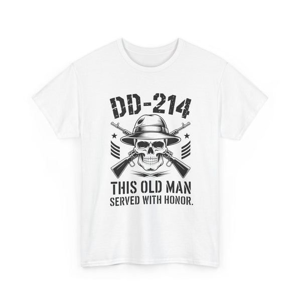 Veteran DD-214 T‑Shirt – “This Old Man Served With Honor” Patriotic Skull Tee