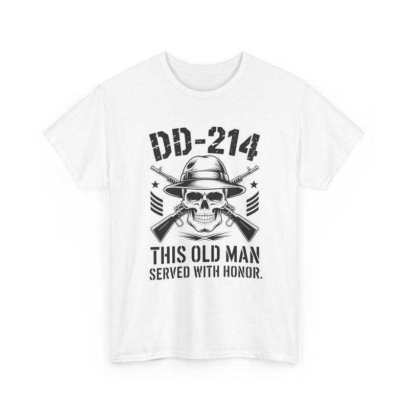 Veteran DD-214 T‑Shirt – “This Old Man Served With Honor” Patriotic Skull Tee