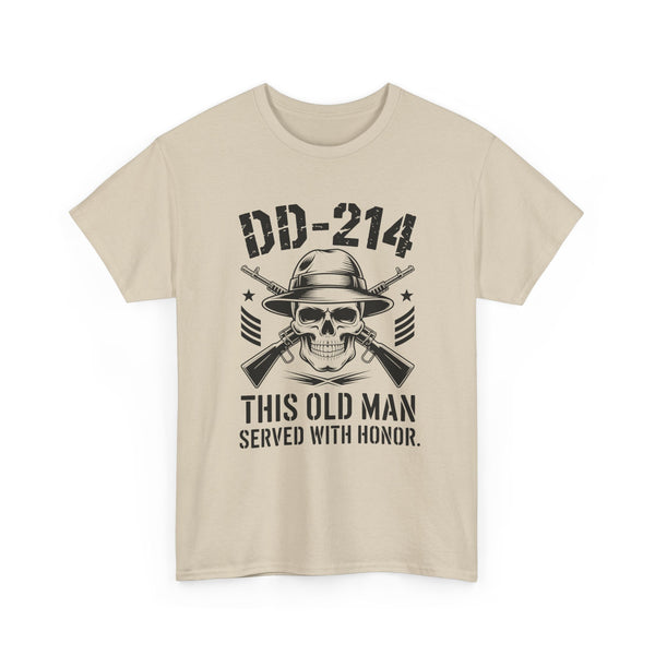 Veteran DD-214 T‑Shirt – “This Old Man Served With Honor” Patriotic Skull Tee