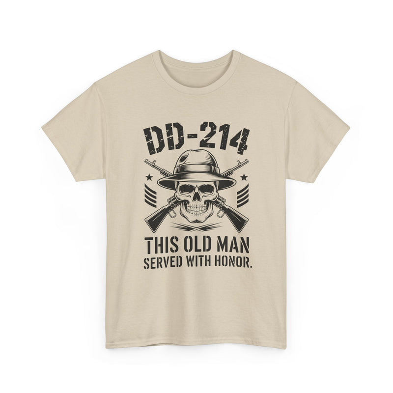Veteran DD-214 T‑Shirt – “This Old Man Served With Honor” Patriotic Skull Tee