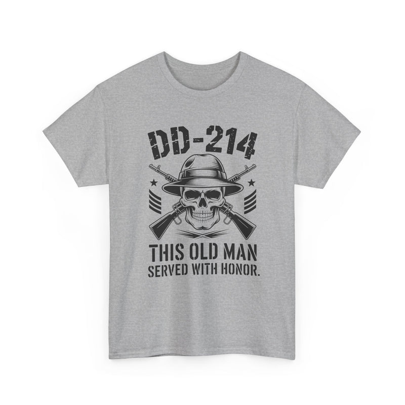 Veteran DD-214 T‑Shirt – “This Old Man Served With Honor” Patriotic Skull Tee