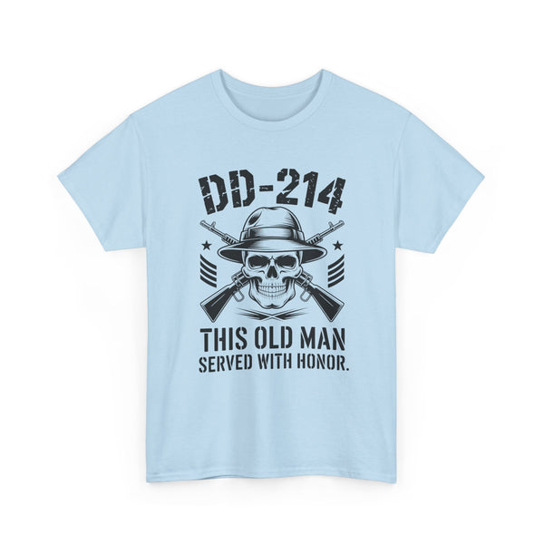 Veteran DD-214 T‑Shirt – “This Old Man Served With Honor” Patriotic Skull Tee