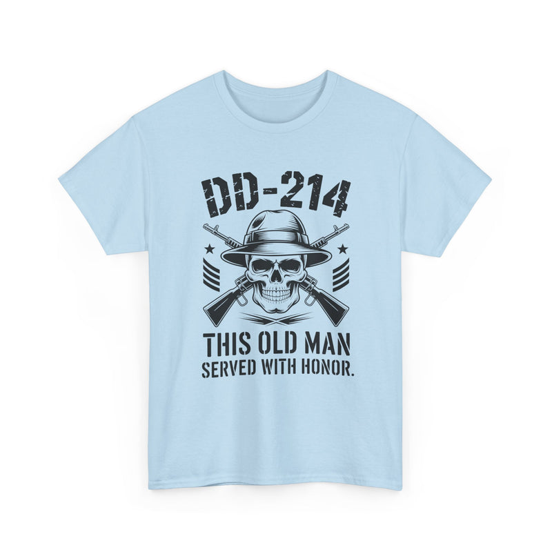 Veteran DD-214 T‑Shirt – “This Old Man Served With Honor” Patriotic Skull Tee